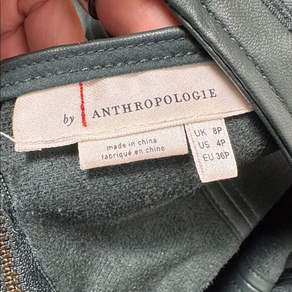 Anthropologie Samira Green Faux Leather Jumpsuit Womens 8P - Picture 5 of 7